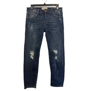 Etienne Marcel Distressed Dark Wash Womens Jeans Size 24 Cotton-Blend Denim Slim